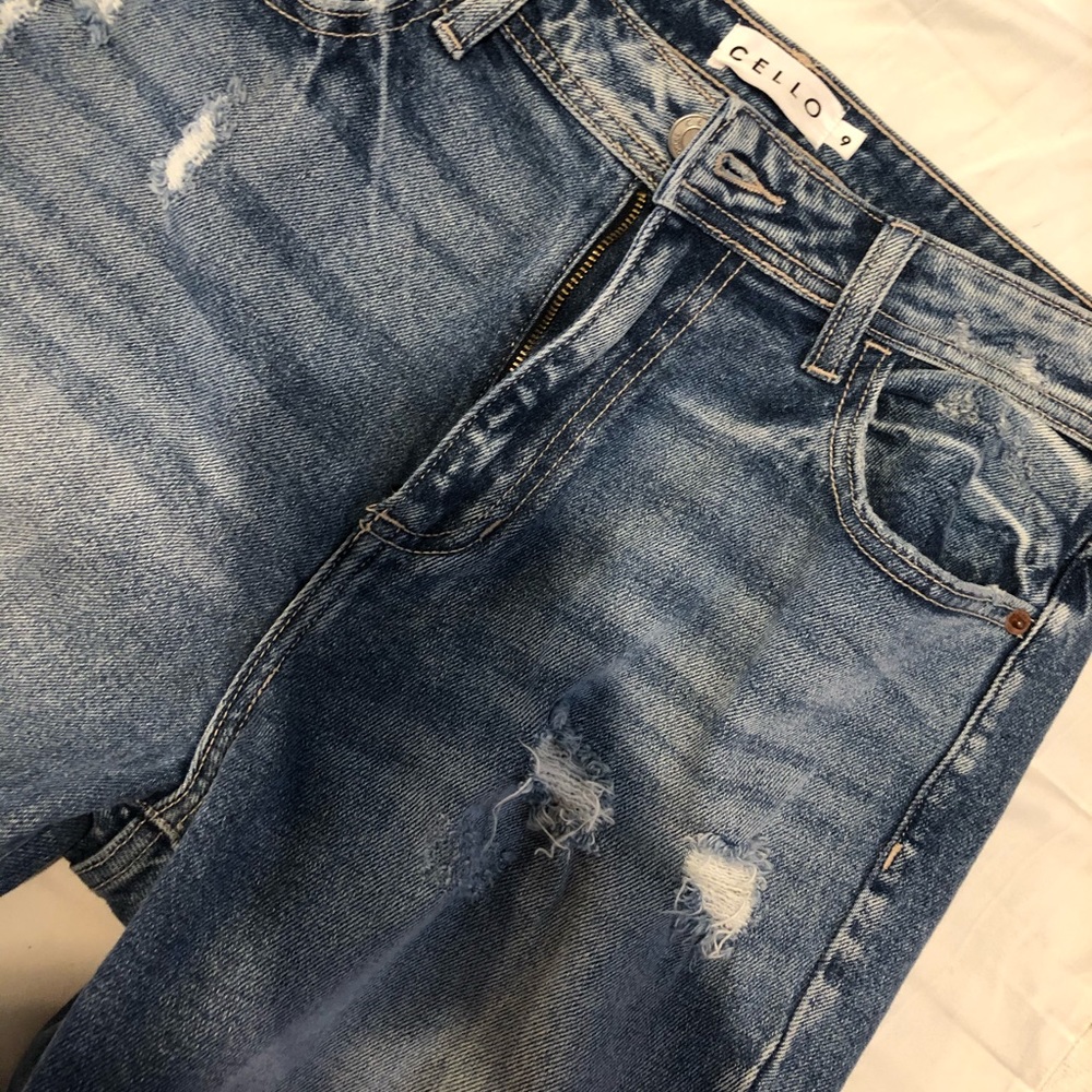 Distressed mom jeans